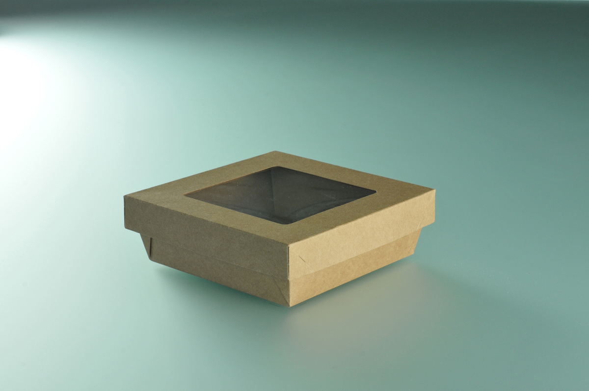 Boîte à salade - kraft brun 14x14x5 cm