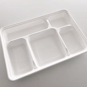 Plateau repas 5 compartiments - fibre de canne