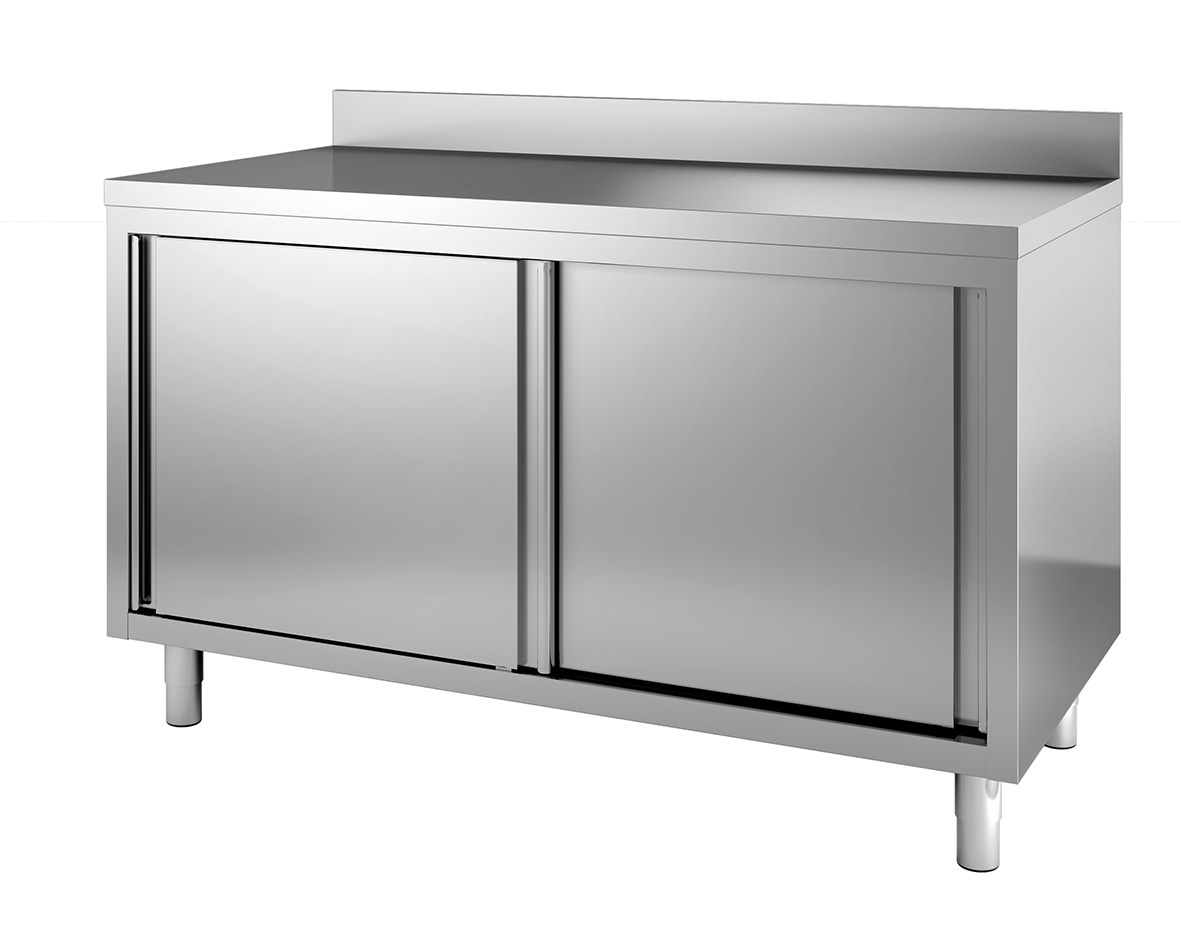 Meuble bas neutre adossé 1200x700x850/900 mm - inox