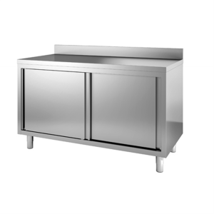 Meuble bas neutre adossé 1400x700x850/900 mm - inox