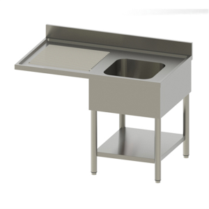Plonge + étagère -2 bacs (droite) 1600x700x850/900mm