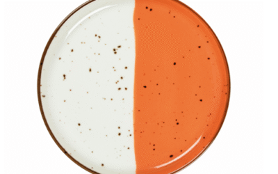 Assiette bord droit ø 21 cm Hélios – Design artisanal fait main – Lot de 6