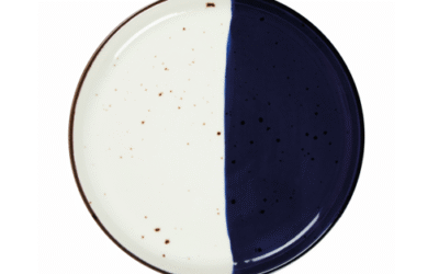 Assiette bord droit ø 21 cm Poséidon – Design artisanal fait main – Lot de 6