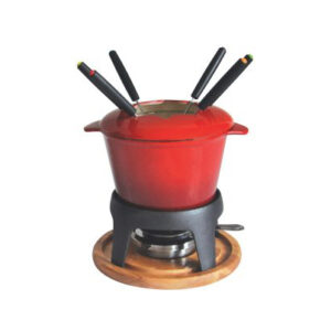 Service à fondue - rouge - fonte émaillée