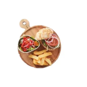 Planche à hamburger en acacia rond
