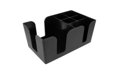 Boîte compartiments – plastique noir 24×14,5×10,5 cm
