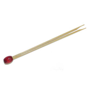 Pique double pointe boule - rouge - bambou 8 cm