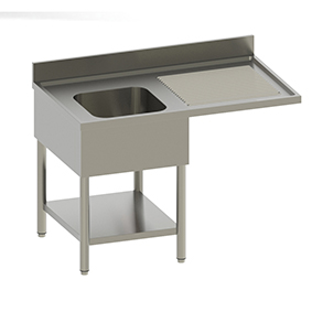 Plonge + étagère -bac (gauche) 1200x700x850/900mm
