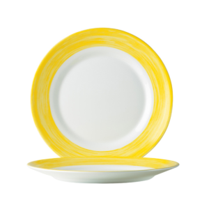 Assiette plate-verre trempé ø23,5cm-jaune- brush