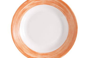 Assiette creuse-verre trempé ø22,5cm-orange- brush