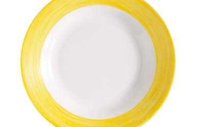 Assiette creuse-verre trempé ø22,5cm-jaune- brush