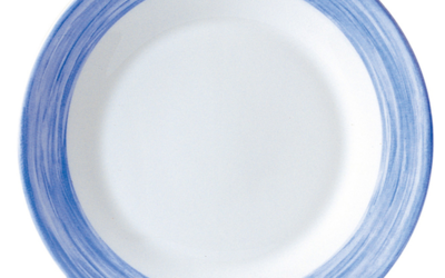 Assiette creuse-verre trempé ø22,5cm-bleu- brush