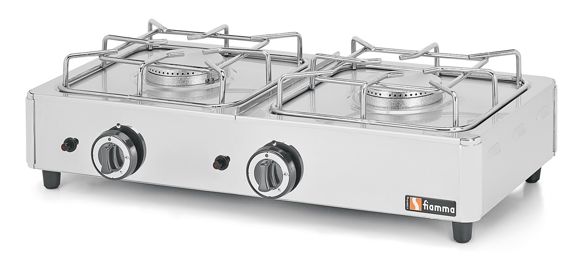 Réchaud 2 feux - 755x385x205 mm - acier inox