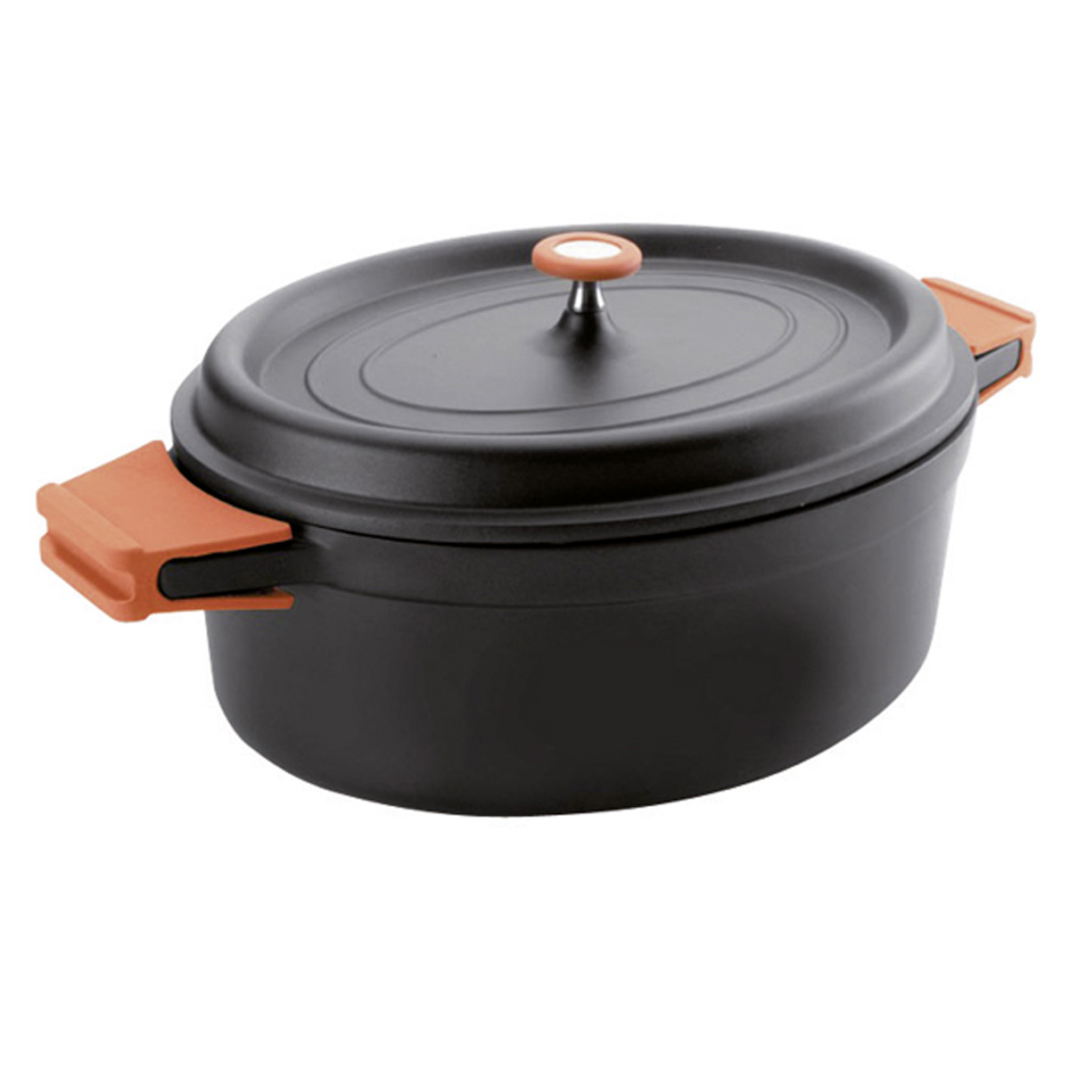 Cocotte ovale 6,3 l - fonte aluminium noir 31x25 cm