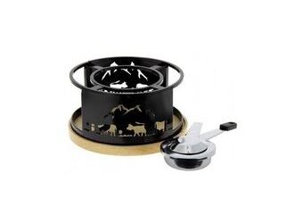 Réchaud à fondue Savoyard SABATIER – Ø 21 cm – Forgé noir avec motifs vaches