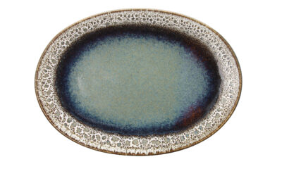 Assiette ovale 30×21 cm Tognana Bloom – Porcelaine émail réactif – Lot de 4