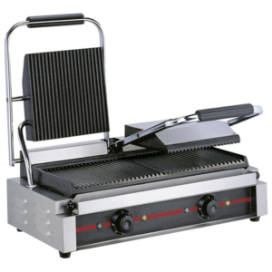 Grill panini rainuré double