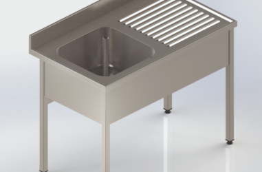 Plonge adosssée 1600x700x900 mm-2 bacs 500x400x300mm