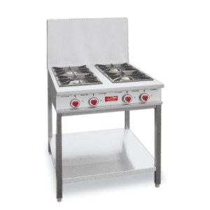 2 feux 7.5 kw sur pieds tube et etagere basse
