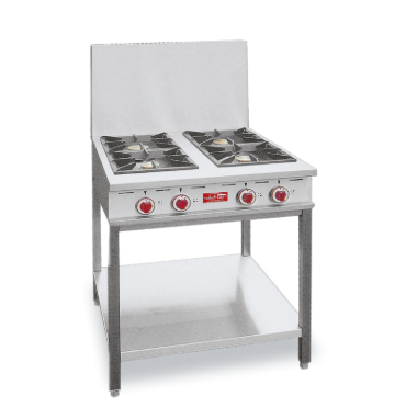 2 feux 7.5 kw sur pieds tube et etagere basse